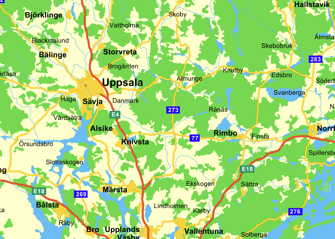 Kartbild över uppsala